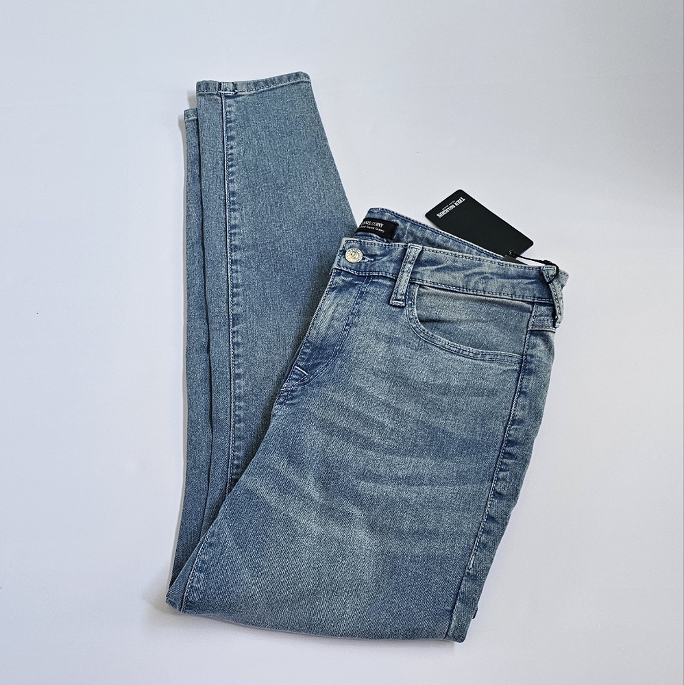 NWT True Religion Jennie SN Curvy Mid Rise Flap Skinny Jeans Size 31 Medium Wash